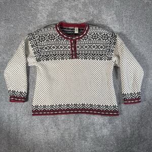 Vintage 80s 90s L. L. Bean Sweater 1X Fair Isle Nordic Ski Chunky Preppy Scandi